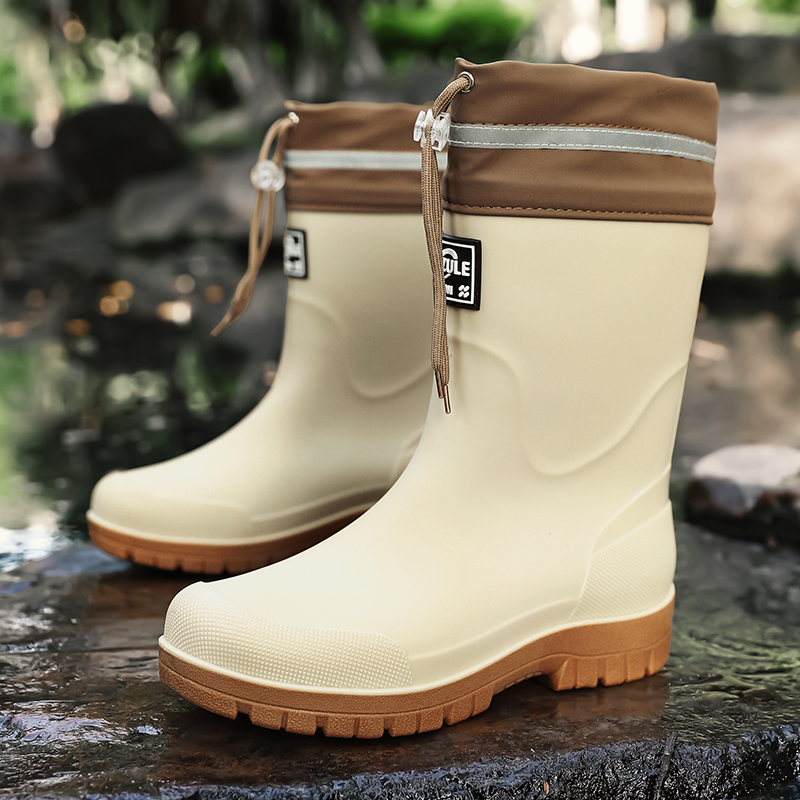 Fishing Boots - Herren-Regenstiefel mit Kordelzug, wasserdicht, dicksohlig, für