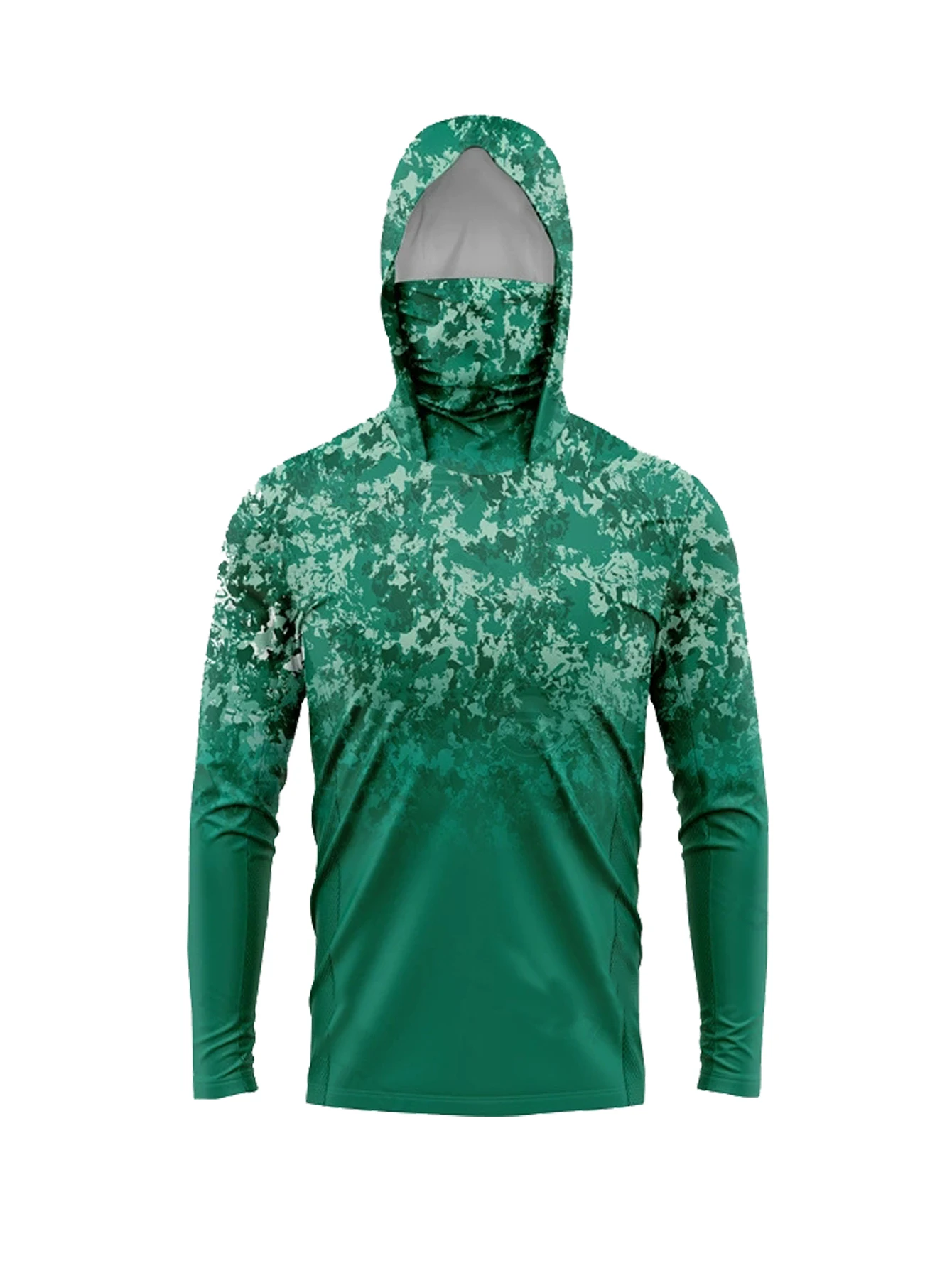 Fishing Shirt Uv Protection - Herren UPF50+ Sonnenschutz-Angelhoodie mit Gesichtsmaske, grüner
