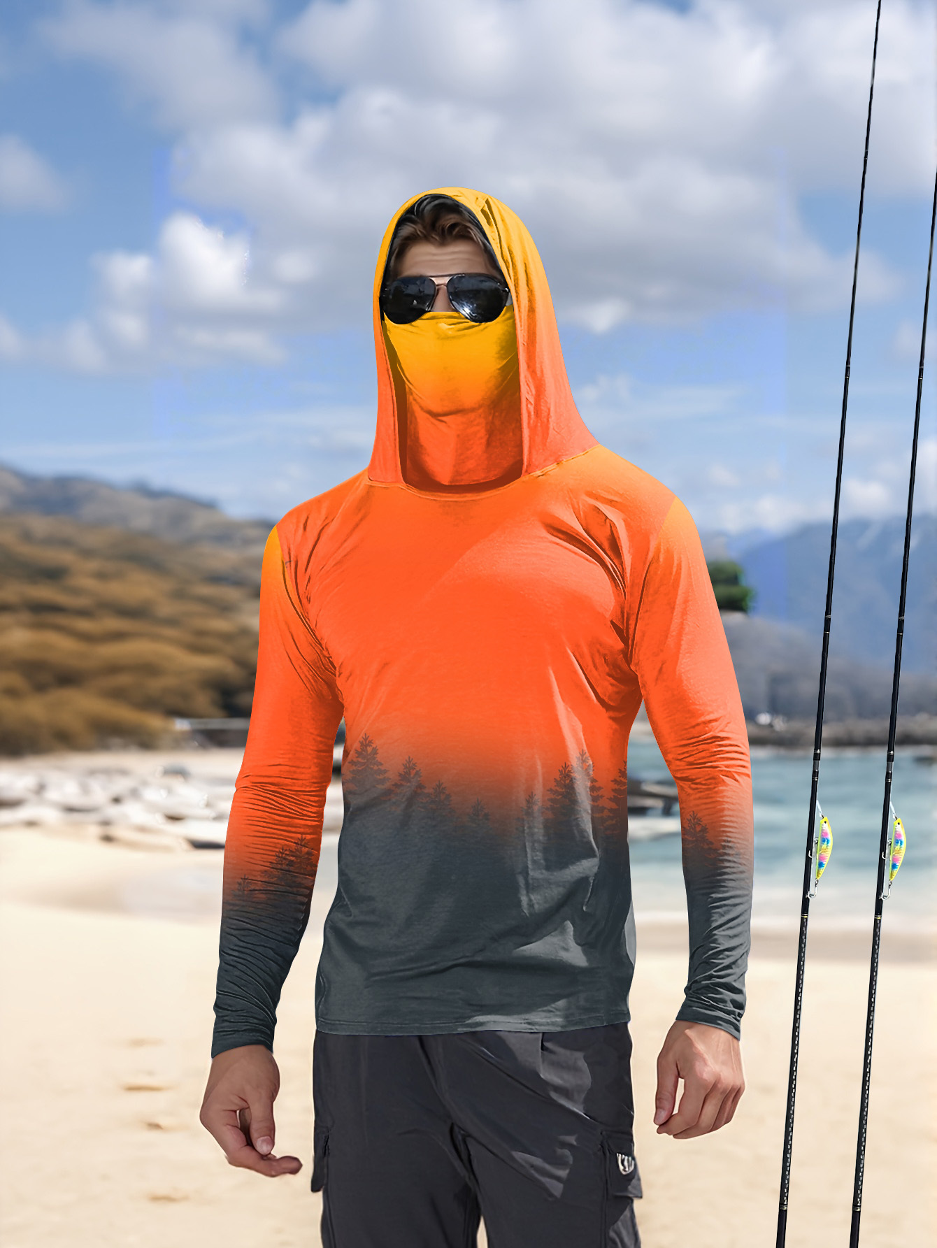 Herren-Hoodie mit Farbverlauf  – Fishing Hoodie Bewertung und Preis